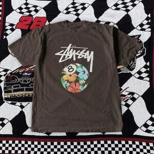 Hawaiian Floral Graphic Tee In Brown And White